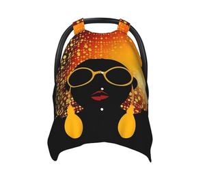 Cute African Woman Baby Car Seat Canopy Cover, Multi Use Breathable Nursing Breastfeeding Covers for Mom Soft Stroller Sun Shade Newborn Shower Gift
