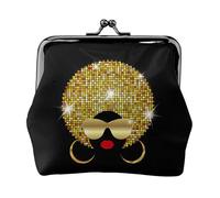 Cute African Woman Polka Printing Lightweight Coin Purse, Minimalist Wallet for Coffee Runs and Local Outings