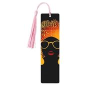 Cute African Woman Wood Bookmark for Book Lovers Birthday Teachers Gift, Handmade Craft Book Marks Ornaments with Tassel Exquisite Reading Page Markers for Men Women
