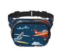 Cute Aircraft Double Layer Waist Bag Pack Cartoon Airplane Bum Bag Fanny Pack for Men Women, Adjustable Belt Bag for Travel Hiking Running Cycling Festival