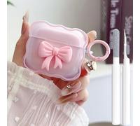 Cute AirPods 3rd Gen Clear Case, Girly 3D Bow Design Soft TPU Protective Shockproof Kawaii Airpods 3rd Generation Skin Cover with Cleaner Kit & Keychain Girls Women for Apple iPod 3 Gen - Pink Bow