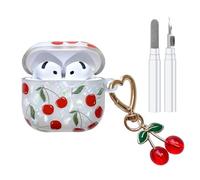 Cute AirPods 4 Case, Cherry Pretty Aesthetic AirPod 4 Case Cover for Women Girls with Cherry Keychain