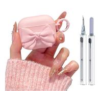 Cute AirPods Pro 2/1 Gen Case, Pink Girly 3D Bow Design Soft TPU Protective Shockproof Kawaii Airpod Pro 2nd/1st Generation Cover with Cleaner Kit & Keychain for Girls Women 2023/2022/2019
