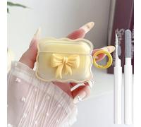 Cute AirPods Pro 2/1 Gen Clear Case, Girly 3D Bow Design Soft TPU Protective Shockproof Kawaii Apple iPod Pro 2nd/1st Generation Cover with Cleaner Pen & Keychain Girls Women 2023/2022/2019
