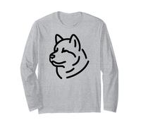 Cute Akita Lovers dog simple line art portrait Long Sleeve T-Shirt