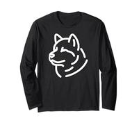Cute Akita Lovers dog simple line art portrait Long Sleeve T-Shirt