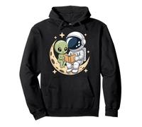Cute Alien and Astronaut Reading Cozy Space Adventure Lovers Pullover Hoodie
