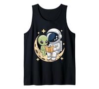 Cute Alien and Astronaut Reading Cozy Space Adventure Lovers Tank Top