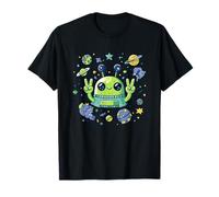 Cute Alien Peace Sign Galaxy Adventure T-Shirt