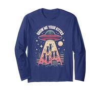 Cute Alien Show ME Your Kitties Cat Love Y2K Believe Cosmic Long Sleeve T-Shirt