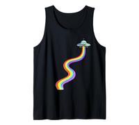 Cute Alien Spaceship Rainbow UFO Abduction Science Fiction Tank Top