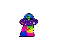 Cute Alien UFO Outer Space Rainbow Mushroom Enamel Pin, Weird Spaceship Pin Brooch For Space Lover, Kawaii Alien Cartoon Brooch Badge, Colorful Space Lapel Badges, Magical Nature Gift, Weird Cute