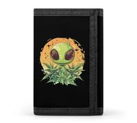 Cute Aliens and Weeds Casual Trifold Wallet for Men Slim Card Cases with 8 Slot Minimalist Purse Coin Clip