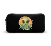 Cute Aliens and Weeds Small Pencil Case Large Capacity Pen Bag Aesthetic Makeup Pouch Office Stationery Organizer 22 * 12 * 5cm