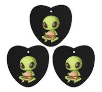 Cute Aliens Eat Hamburger Car Air Freshener 3-pack Aromatherapy Tablets Hanging Scented Cards for Rooms Bathrooms Wardrobe Love form