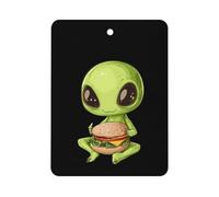 Cute Aliens Eat Hamburger Car Air Freshener Aromatherapy Tablets Hanging Scented Cards for Rooms Bathrooms Wardrobe Square