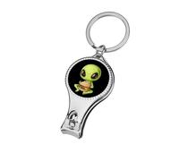 Cute Aliens Eat Hamburger Nail Clipper Portable Metal Fingernail and Toenail Clippers Cutters with Bottle Opener Keychain