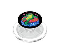 Cute Alligator On Pool Float Cartoon Summer Vacation PopSockets PopGrip for MagSafe