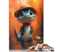 Cute Alligator with A Hat Jigsaw Puzzles Puzzle for Adults Kids. 1000 Pieces Impossible Challenge Toy Educational Game Home Decoration for Adults& Kids Age 14 Years Up 1000pcs (40x28cm)