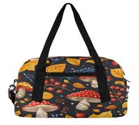 Cute Alligators Kids Duffle Bag Boys Girls Small Sport Dance Gym Bag for Overnight Travel Weekender Carry On, Leaves and Mushrooms, 18.5"L x 9.4"W x 7.8"H
