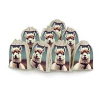 Cute Alpaca Bunches Pocket Cotton And Hemp with Drawstring 8 Pieces Reusable Gift Bags Jewelry Pouch for Wedding DIY Craft Party (4.9 X 6.7 Inch)