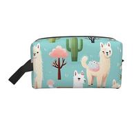 Cute Alpaca Cosmetic Bag for Women, Llama Cactus Makeup Bag Portable Toilet Organizer Pouch Travel Accessories Gift