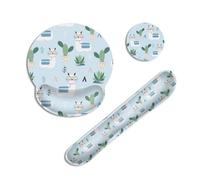 Cute Alpaca Ergonomic Keyboard Wrist Rest and Mouse Mat Set with Memory Foam,Cacti Non-Slip Rubber Base for Wrist Support, Pain Relief and Comfortable Typing for Home Office Computer