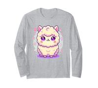 Cute Alpaca Kawaii Style Simple Fluffy Alpaca Japanese Style Long Sleeve T-Shirt