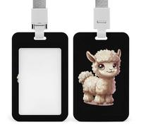 Cute Alpaca Llama Funny Id Badge Holder with Lanyard Vertical Name Card Holders for Work Nurse Teacher