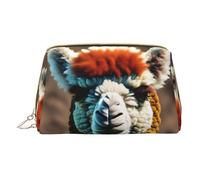 Cute Alpaca Llama Leather Hand-Held Zipper Makeup Bag Storage Bag Portable Lipstick Pouch Toiletry Bag