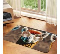 Cute Alpaca Llama print Pet Food Mat Absorbent Non-Slip PU Leather Feeding Mat for Dogs Cats Pet Bowl Placemat