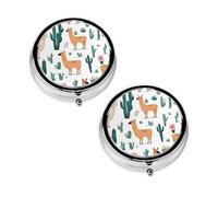 Cute Alpaca Llama Print Pill Box 3 Compartment Medicine Pill Case,Portable for Pocket Or Purse Pill Organizer Decorative Metal Medicine Vitamin Organizer Unique Gift