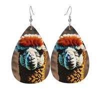 Cute Alpaca Llama Printed Teardrop Leather Earrings, Fashion Water Drop Dangle Accessory for Holiday Party