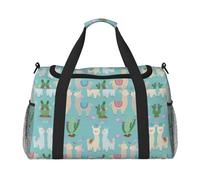 Cute Alpaca Pink Heart Print Weekender Bag,Gym Bag with,Carry On Luggage Overnight Weekend Bag, Holdall Handbag & Shoulder Bag for Travel Fitness