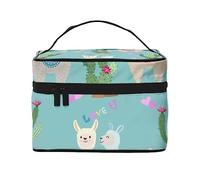 Cute Alpaca Pink Heart Travel Makeup Bag - Elegant and Spacious Cosmetic Organizer for On-The-Go