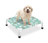 Cute Alpaca Print Elevated Dog Bed - Portable Cooling Pet Cot for Small Dog