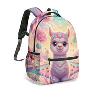 Cute Alpaca Rainbow Cloud 16 Inch Full Print Backpack Kids School Bag Whimsical Designer Travel Bookbag for Girls (05)