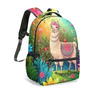 Cute Alpaca Rainbow Cloud 16 Inch Full Print Backpack Kids School Bag Whimsical Designer Travel Bookbag for Girls (03)