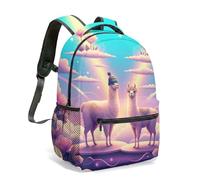 Cute Alpaca Rainbow Cloud 16 Inch Full Print Backpack Kids School Bag Whimsical Designer Travel Bookbag for Girls (01)