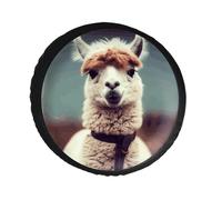 Cute Alpaca Spare Tire Cover PVC Leather Spare Wheel Cover Dustproof Waterproof Jeep Tire Cover for 34inch Camper, RV Trailer, Truck, SUV Fit Diameter 28-34 Inch