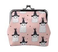 Cute Alpaca Witch Print Coin Purse for Women, Kiss-lock Change Purse Wallets, Small PU Leather Coin Purses