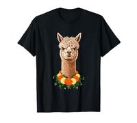 Cute Alpaca with Floral Wreath Animal Graphic T-Shirt