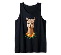 Cute Alpaca with Floral Wreath Animal Graphic Tank Top