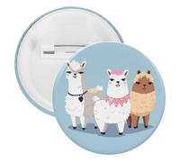 Cute Alpacas Badge Metal Round Pins, Lightweight Brooch for Backpack, Fashion Button Pins Badge for Shirts, Jackets, Shawl Coat, Unisex, 20PCS, Tinplate, metal round pins