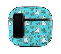 Cute Alpacas Cactus Llamas Hard Shell Case Skin Accessories Cover with Secure Lock Clip Compatible with AirPods 4