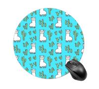 Cute Alpacas Cactus Llamas Mouse Pad Waterproof Non-Slip Rubber Base Round Mouse Mat Gaming Mousepad