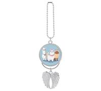 Cute Alpacas Car Hanging Ornament Rear View Mirror Pendant Lucky Presents Hanging Ornament Funny Car Pendant for Office Auto Home Decoration Silver-style