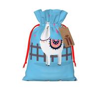 Cute Alpacas Christmas Canvas Gift Bag With Drawstring,Reusable Personalizedgift Bag