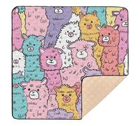 Cute Alpacas Cute Doodle Art Soft Thick Baby Playmat for Indoor Outdoor Comfortable Tummy Time Activity Mat for Babies Infants Toddlers, 50'' x 50''