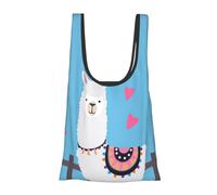 Cute Alpacas Print Reusable, Foldable,Washable Grocery Bags Foldable in A Pouch Eco Tote Shopping Bag,Daily Shopping Loading